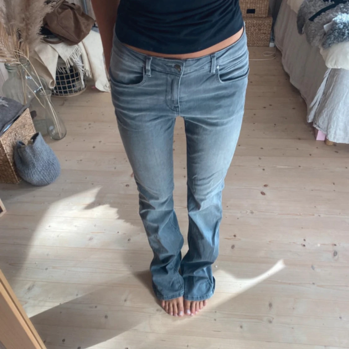 Grå Lågmidjade jeans - 1
