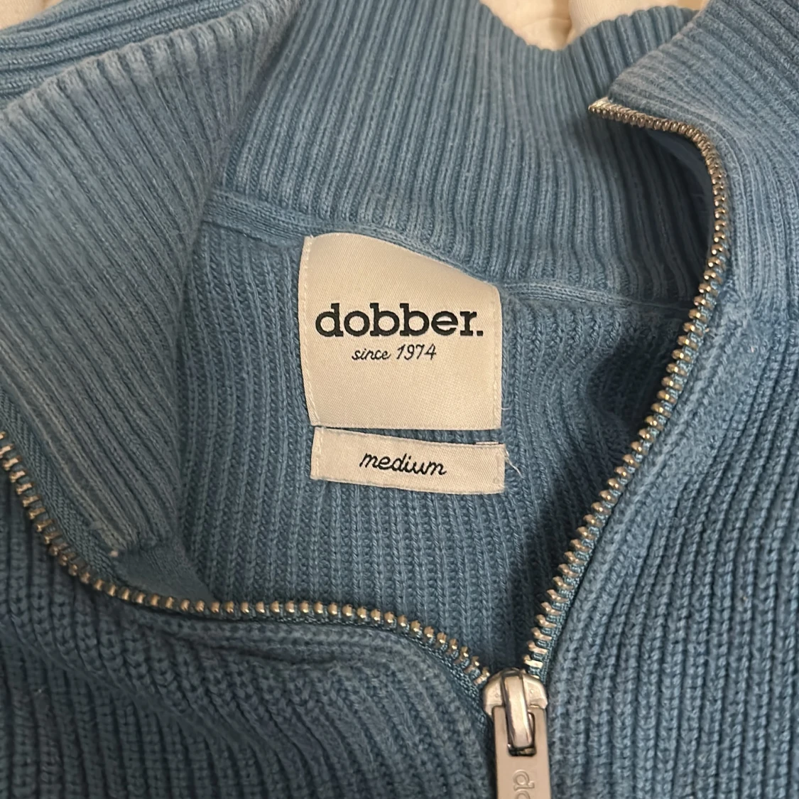 Blå ribbad half zip tröja Dobber - 2