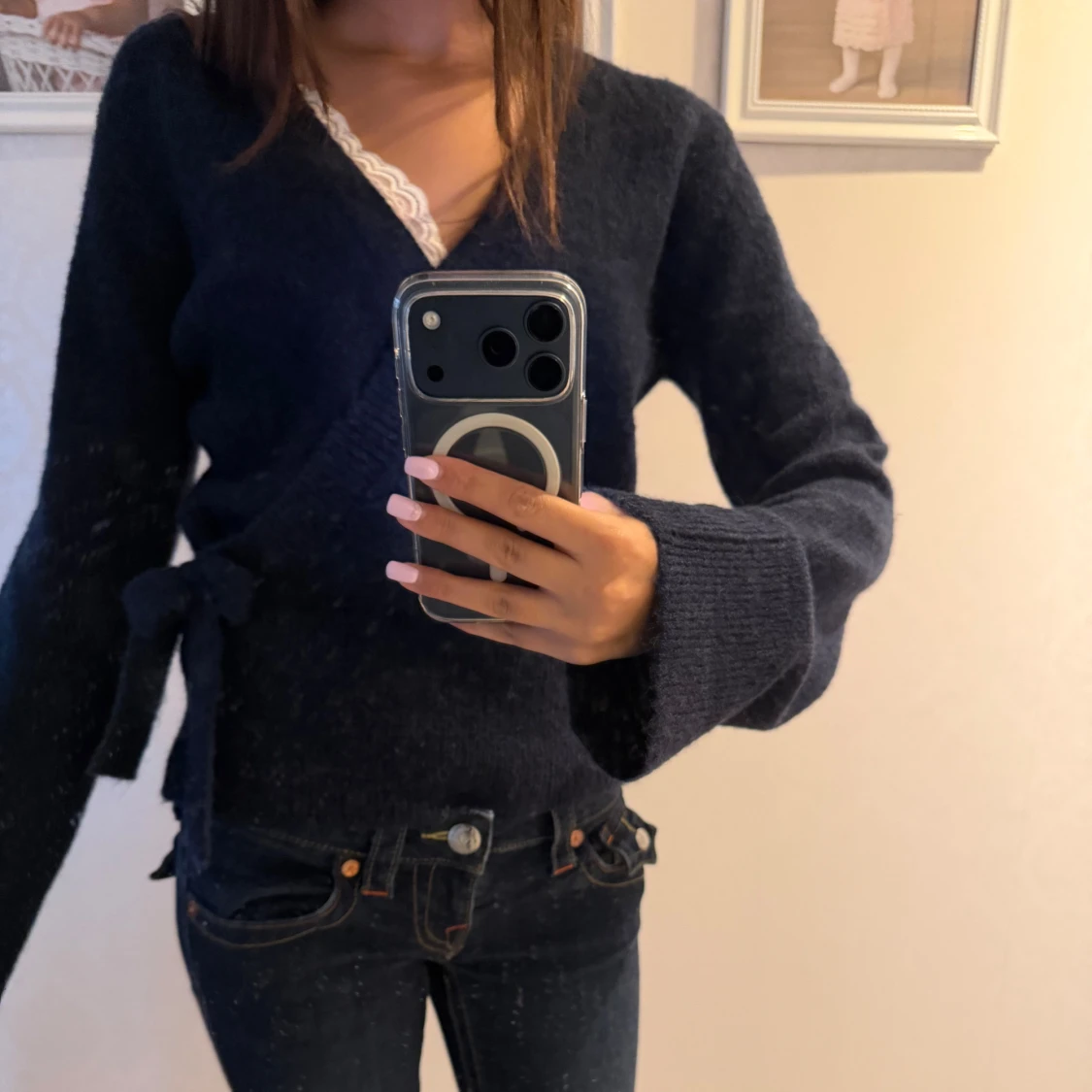 Mörkblå omlottkofta från Gina Tricot