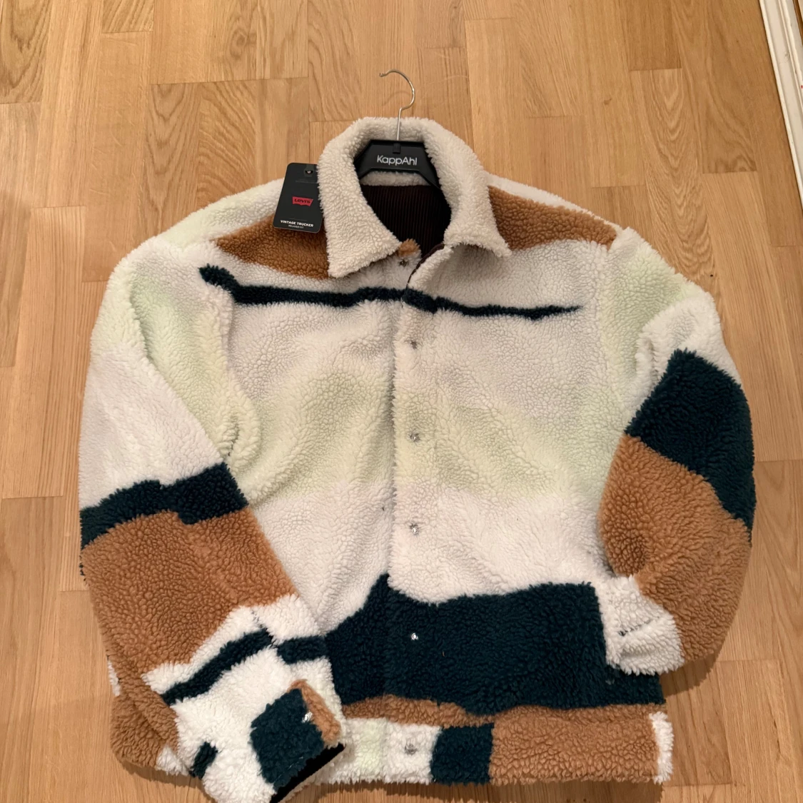 Reversibel vintage Levi's teddyjacka / manchesterjacka brun och vit  - 3