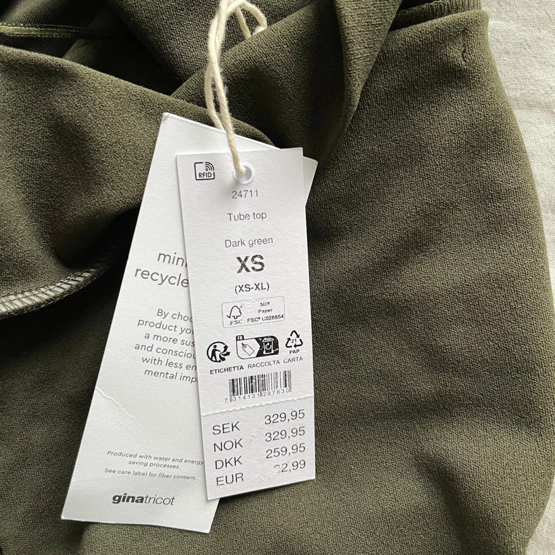 Mörkgrön tubtopp från Gina Tricot XS - 2