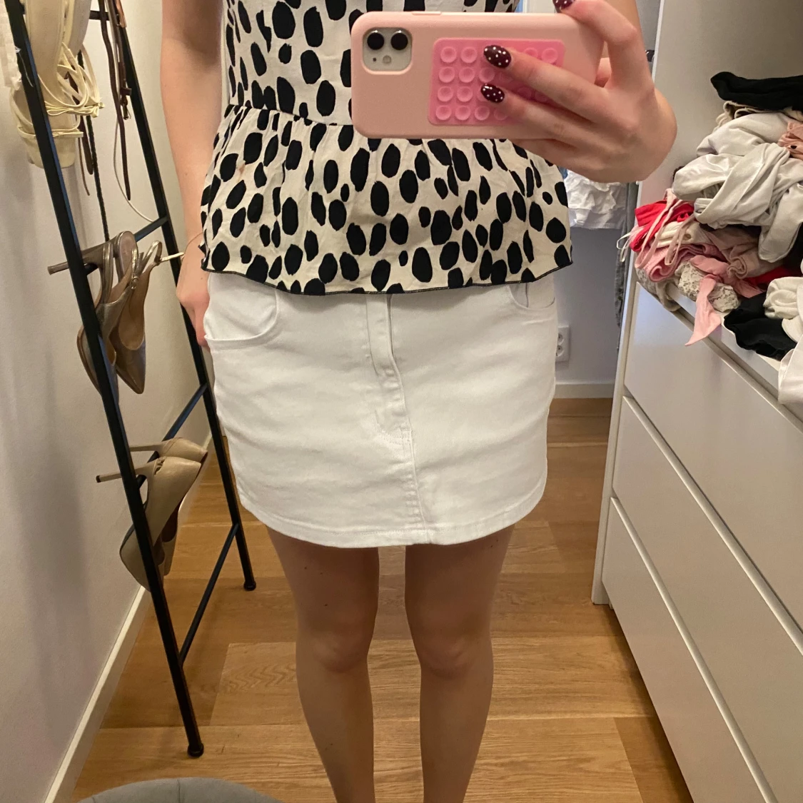 Vit mini jeanskjol - 1