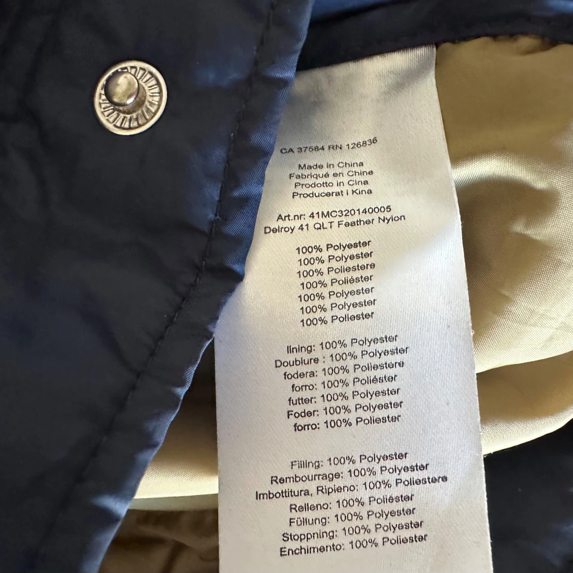 Marinblå quiltad jacka J.Lindeberg S - 3