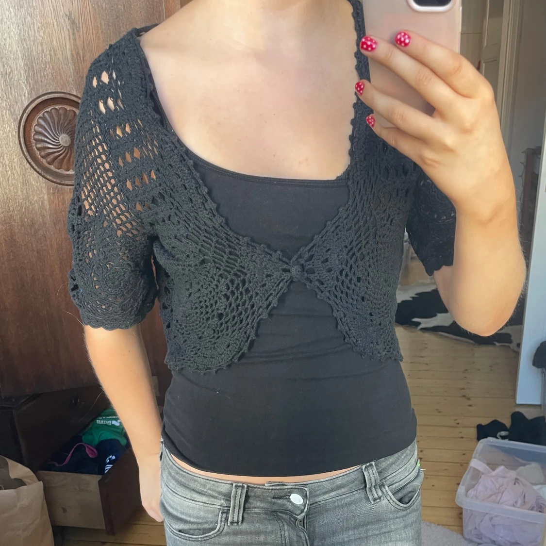 Svart virkad bolero - 1