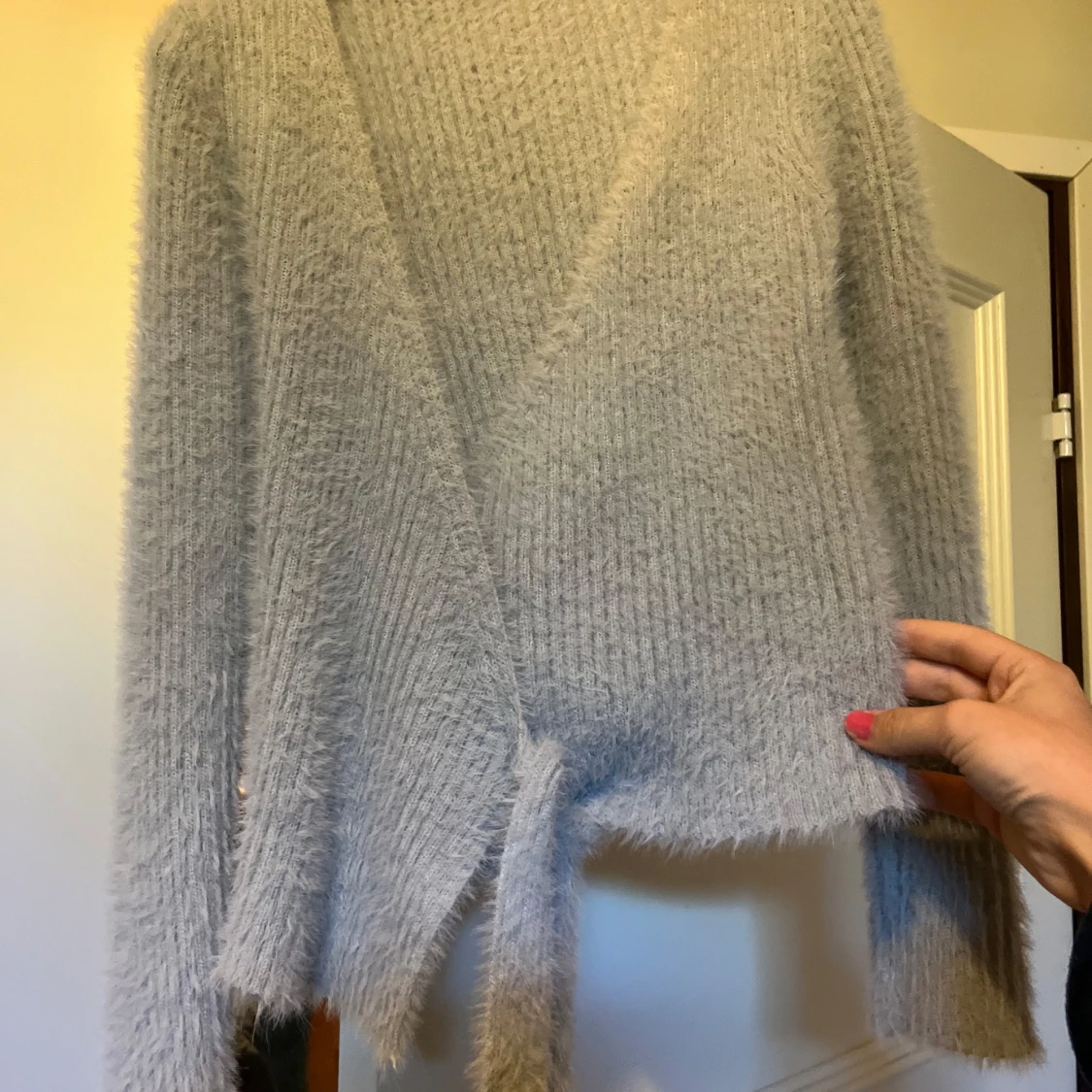 Blå stickad omlottströja🩵 - 1