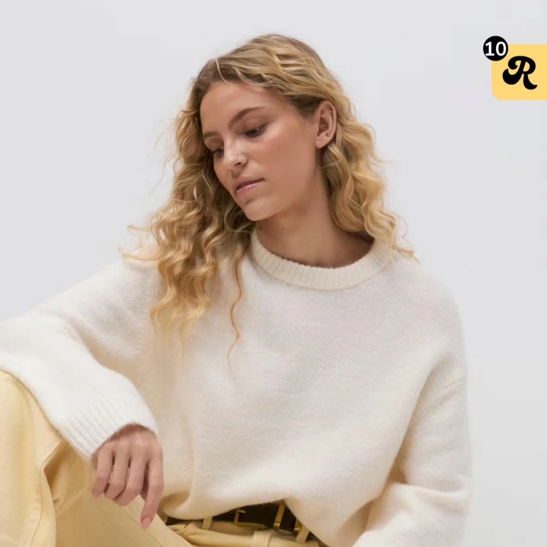 Vit stickad tröja från Gina Tricot - 1