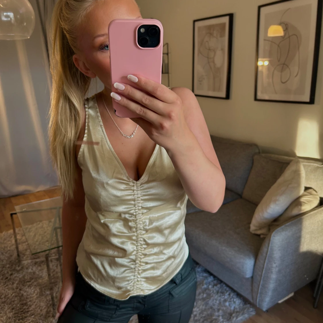 Champagnefärgad snygg topp - 1