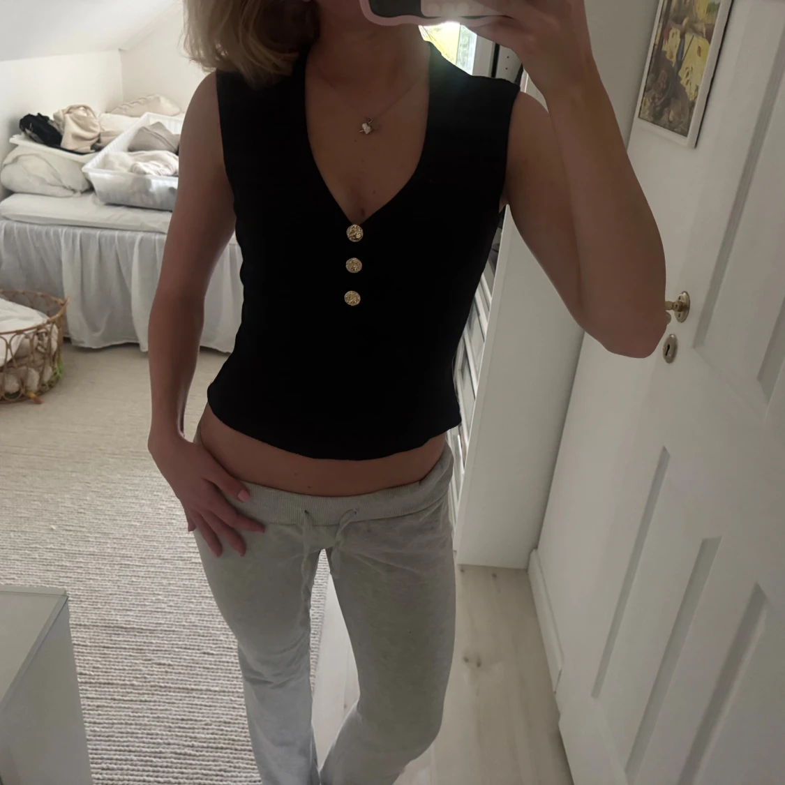 Svart ribbad  linnetopp H&M - 2