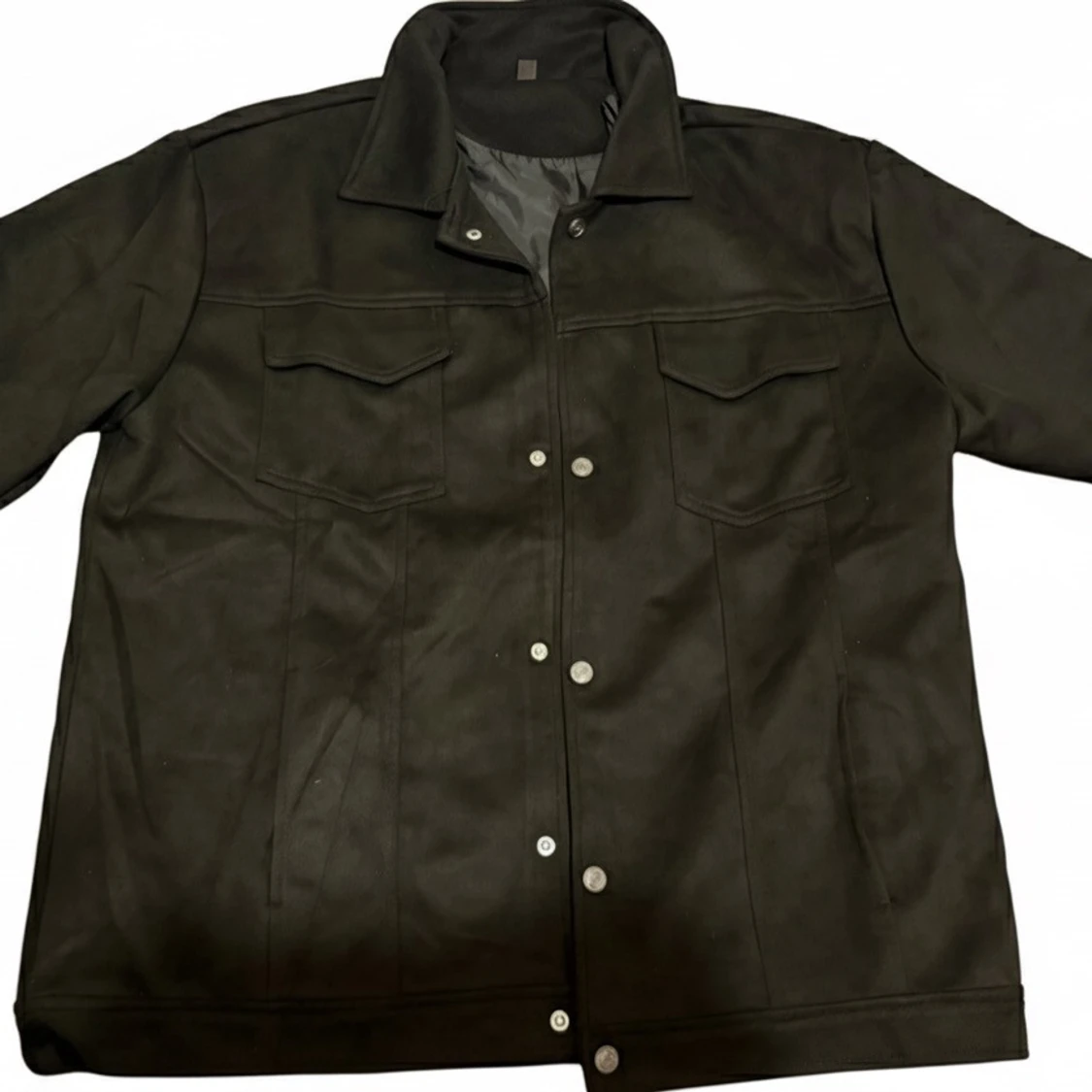 Svart mocka overshirt med tryckknappar