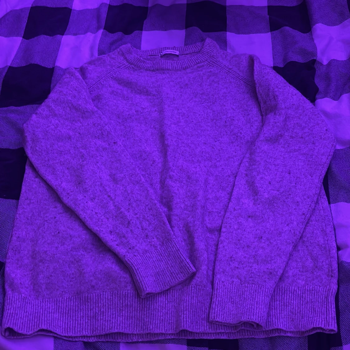 Beige stickad tröja i bomull/ull 2XL