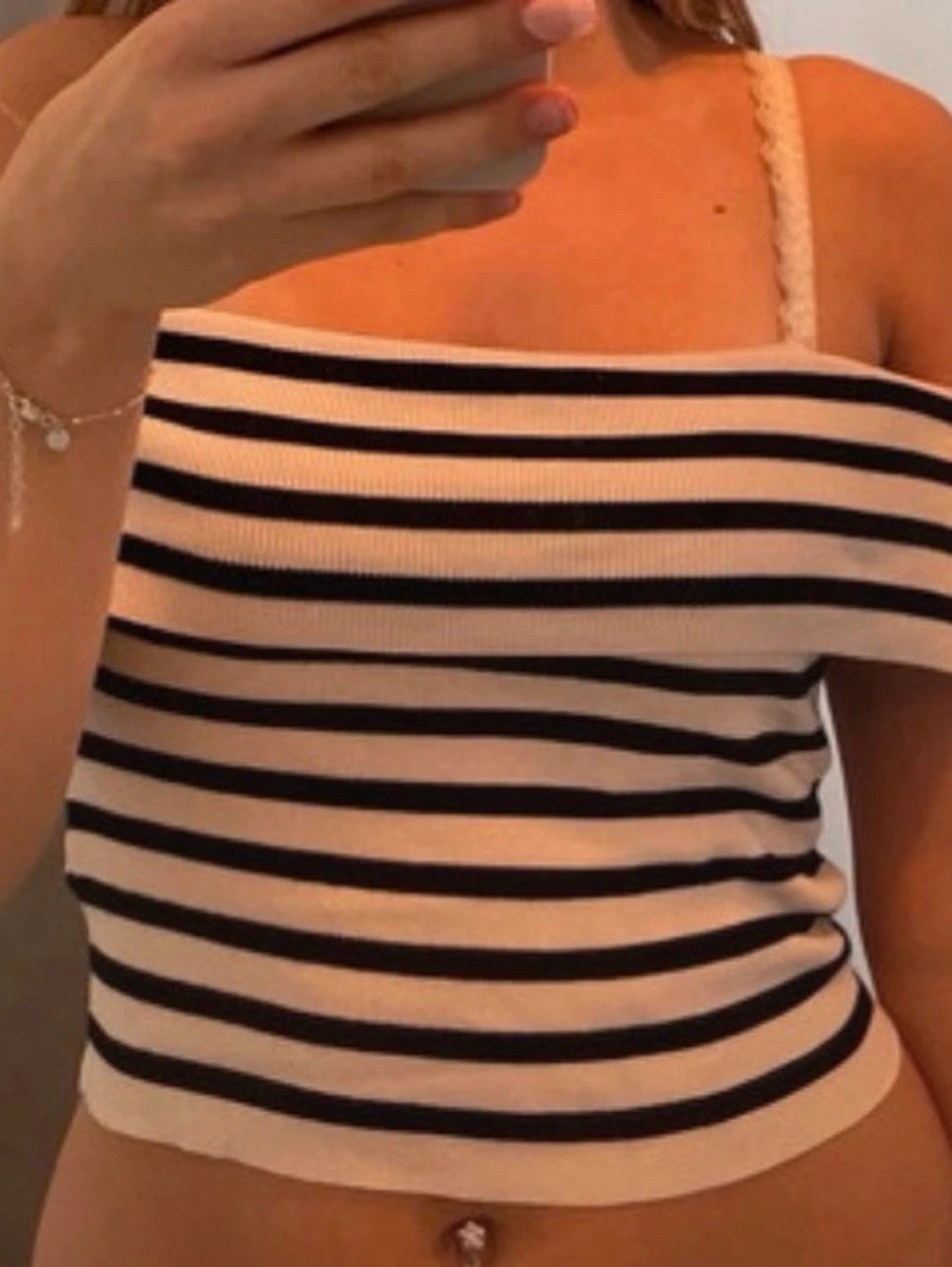 Randig ribbad linnetopp från H&M