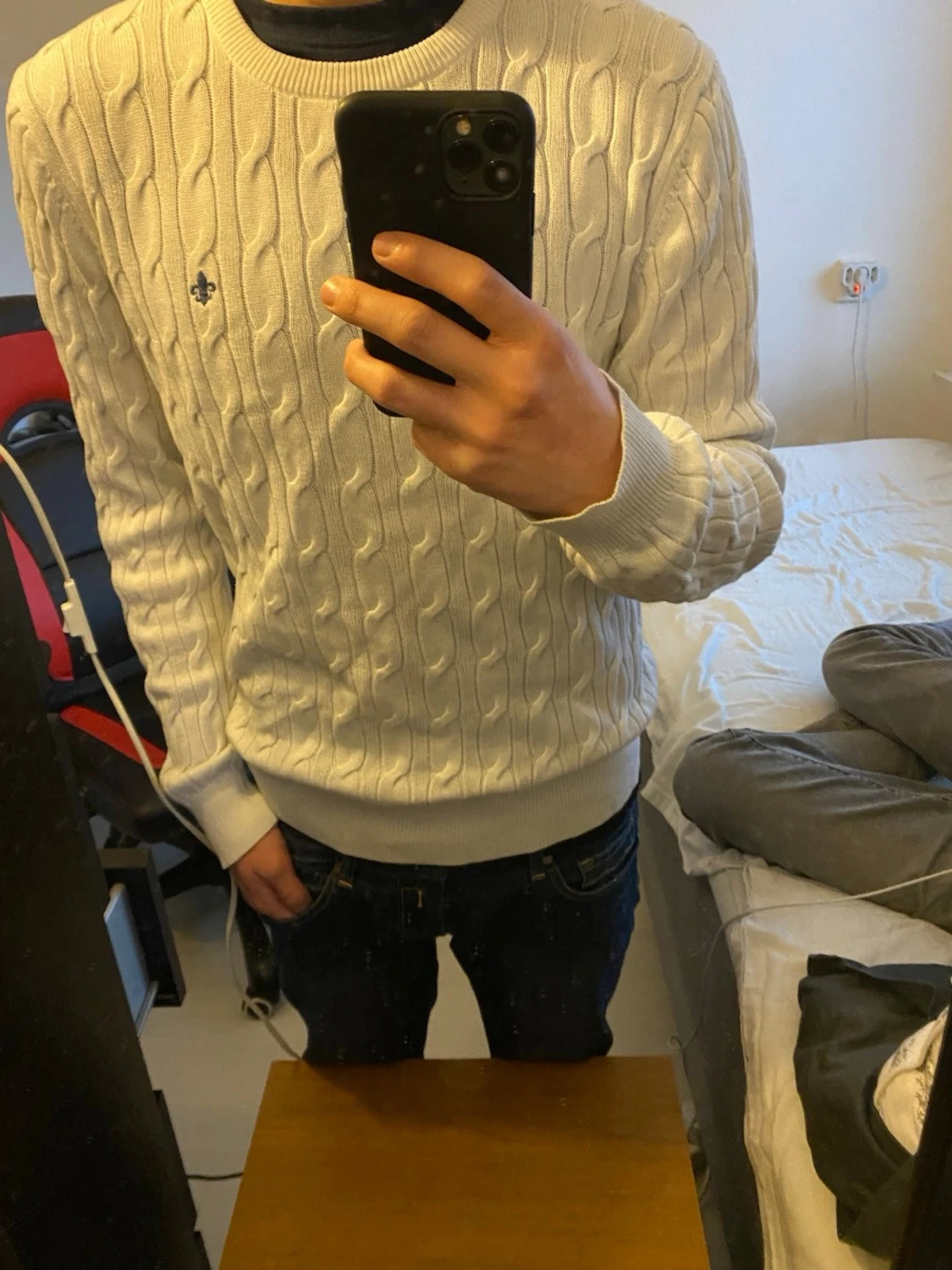 Vit kabelstickad tröja från Morris - 1