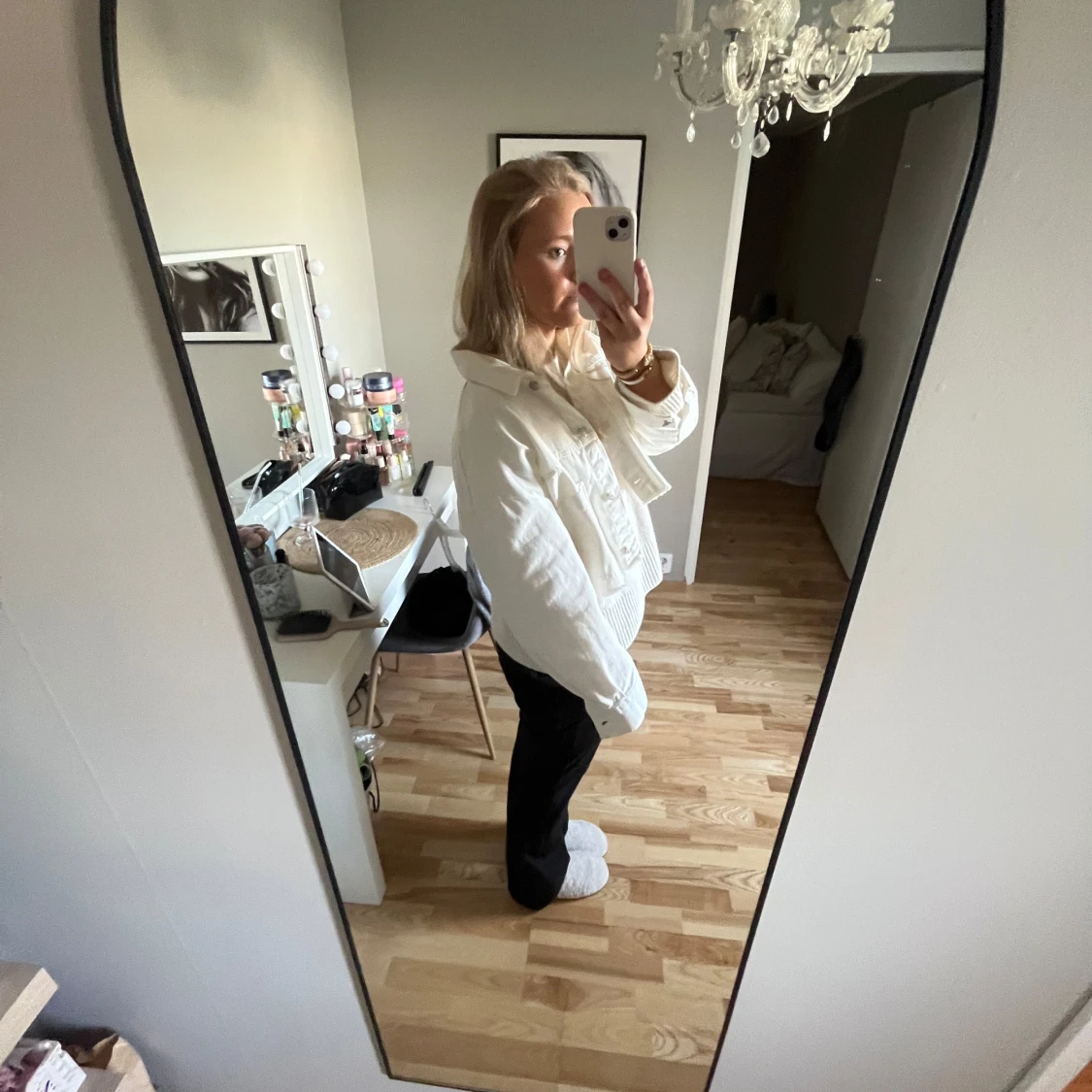 Vit croppad jeansjacka! - 2