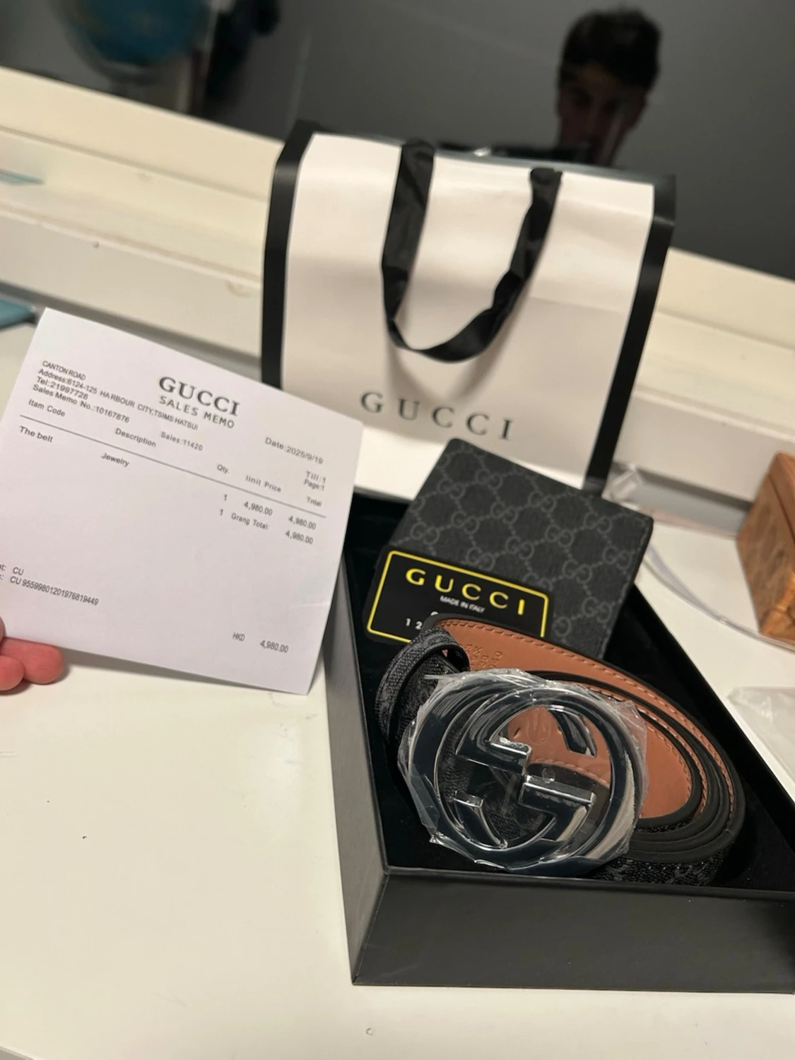 Svart Gucci bälte med plånbok - 1