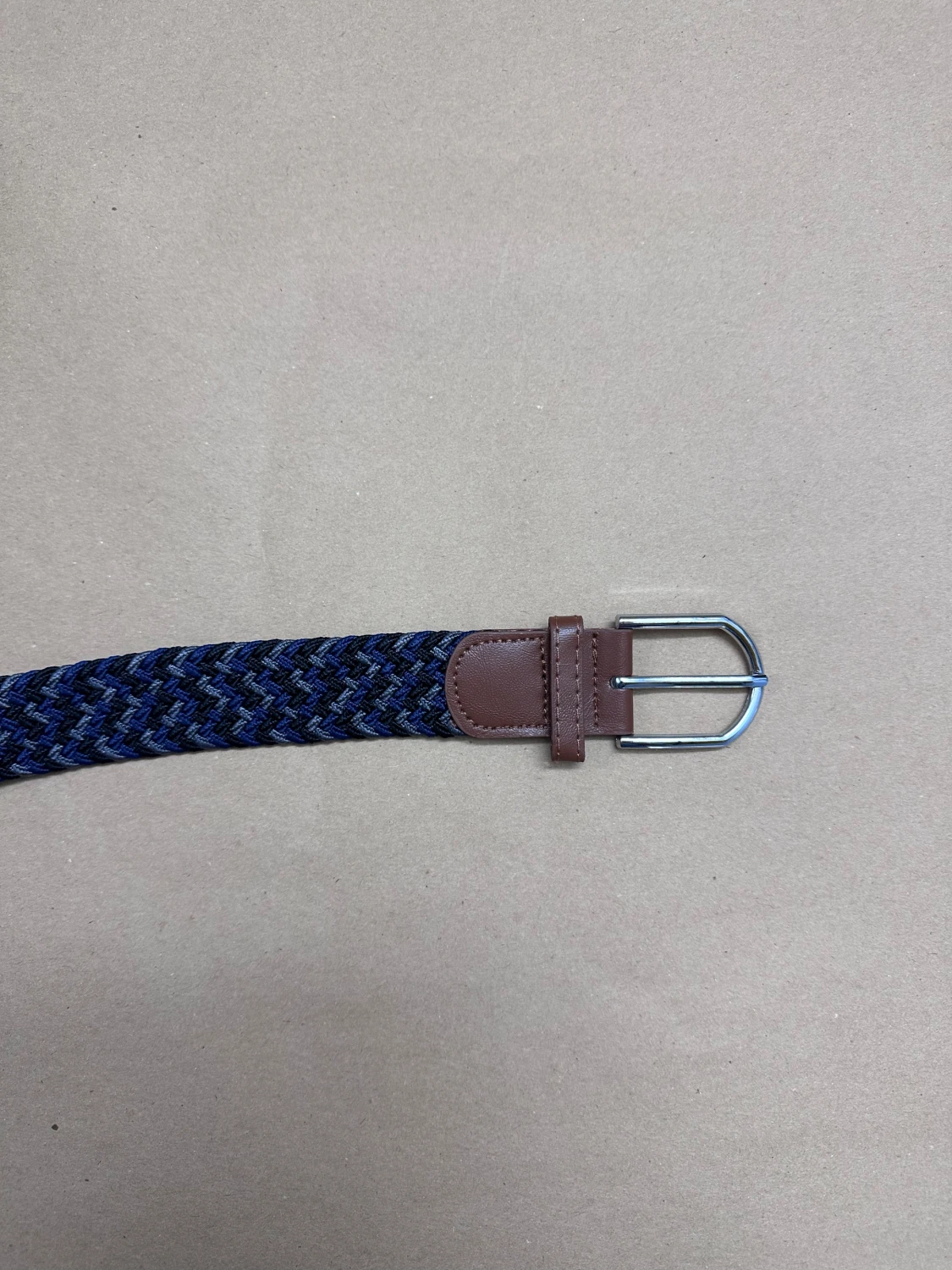 Blå flätad bälte med bruna detaljer - 2