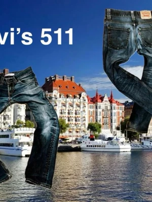 Levi's 511 jeans mörkblå - Säljer ett par Levi's 511 jeans i mörkblå tvätt med klassisk femficksdesign och snygga slitningar. Jeansen har en slim passform och är tillverkade i slitstarkt denimmaterial. Perfekta för dig som gillar en modern och stilren look.
