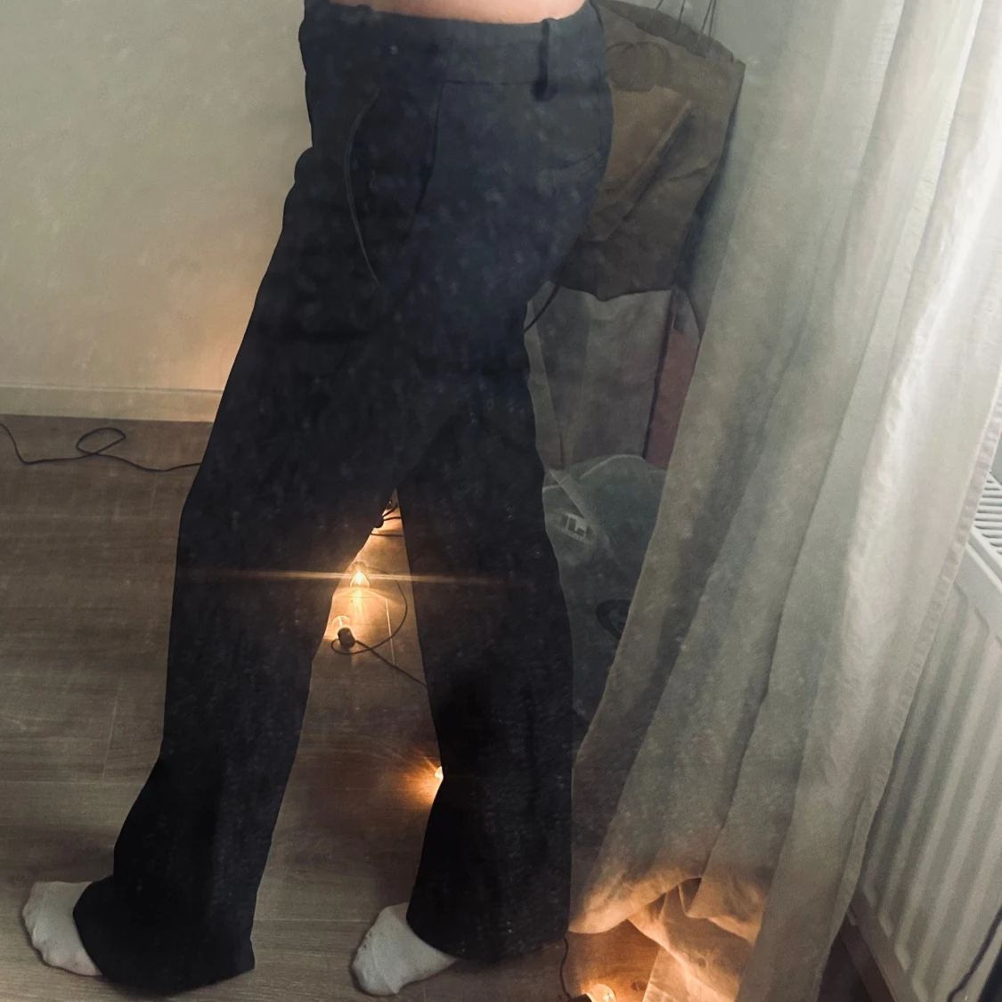 Svarta kostymbyxor med raka ben