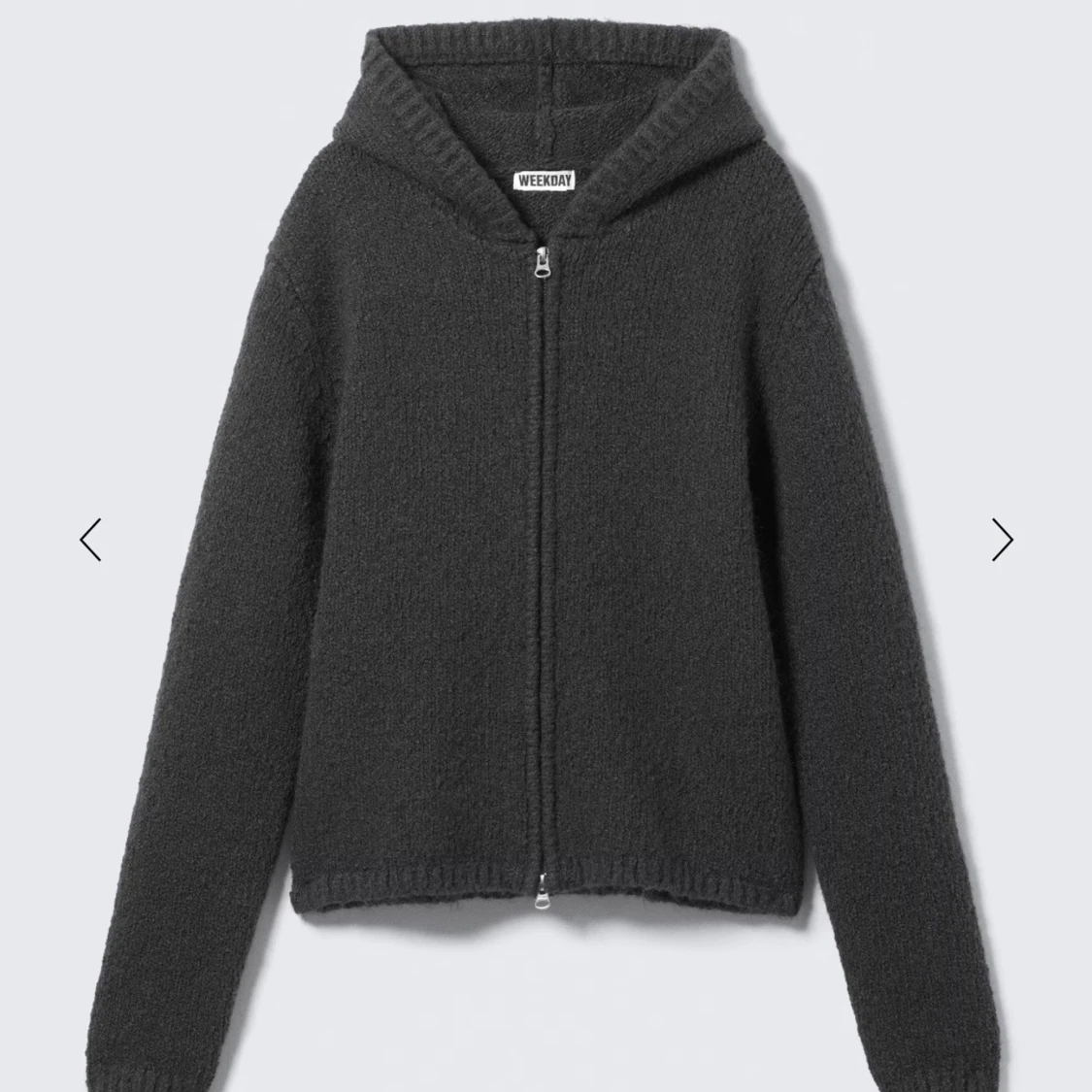 Mörkgrå stickad zip-hoodie Weekday