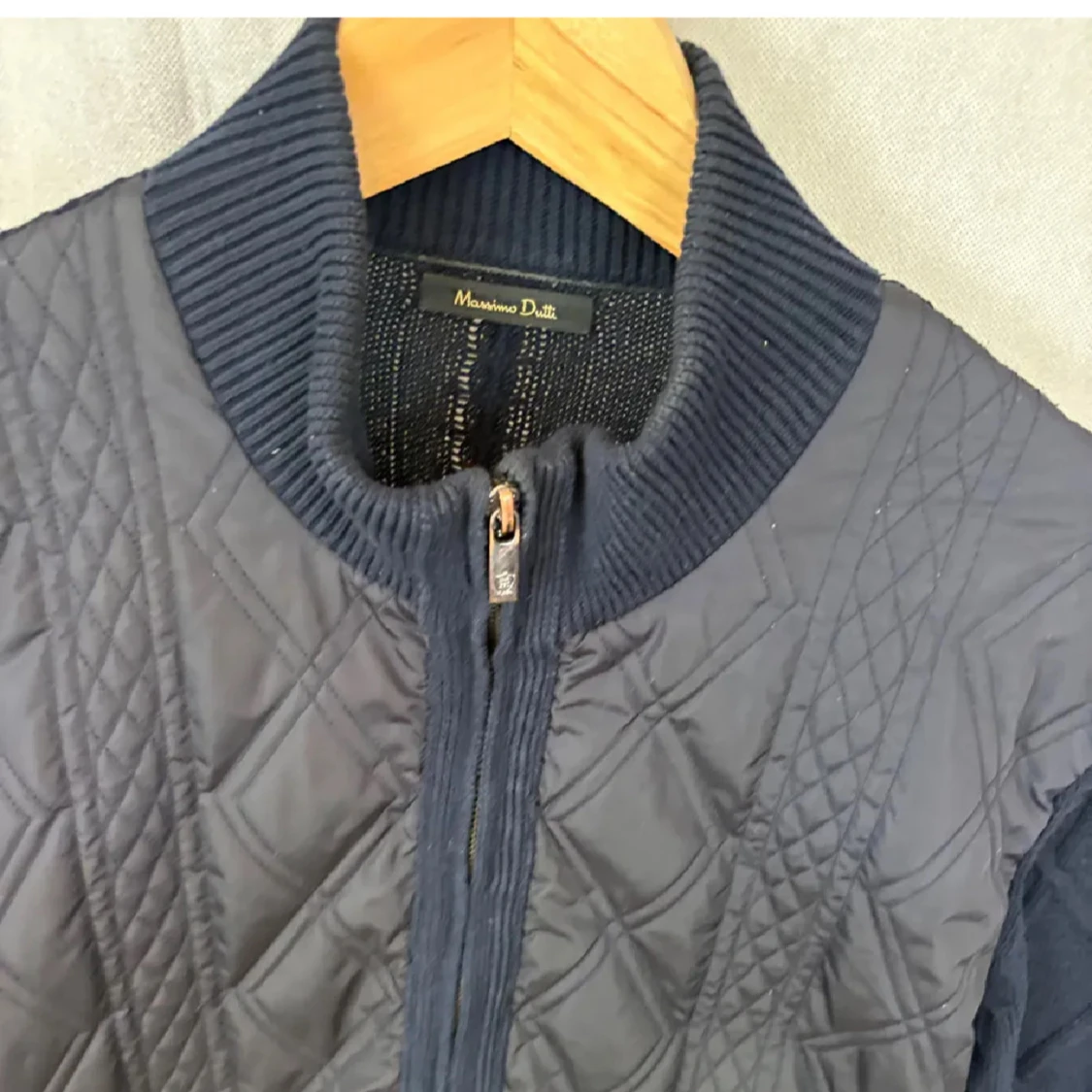 Mörkblå quiltad cardigan jacka Massimo Dutti - 2