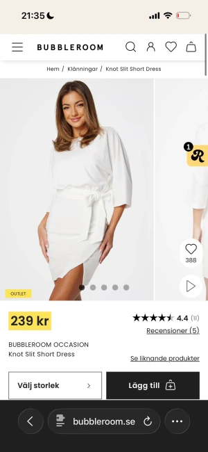 Vit kort klänning med knyt från Bubbleroom - Säljer denna fina klänningen inför studenten helt oanvänd och slutsåld!! Säljs pga har hittat en annan den är superfin med halvt öppen rygg och perfekt och stilren!!!