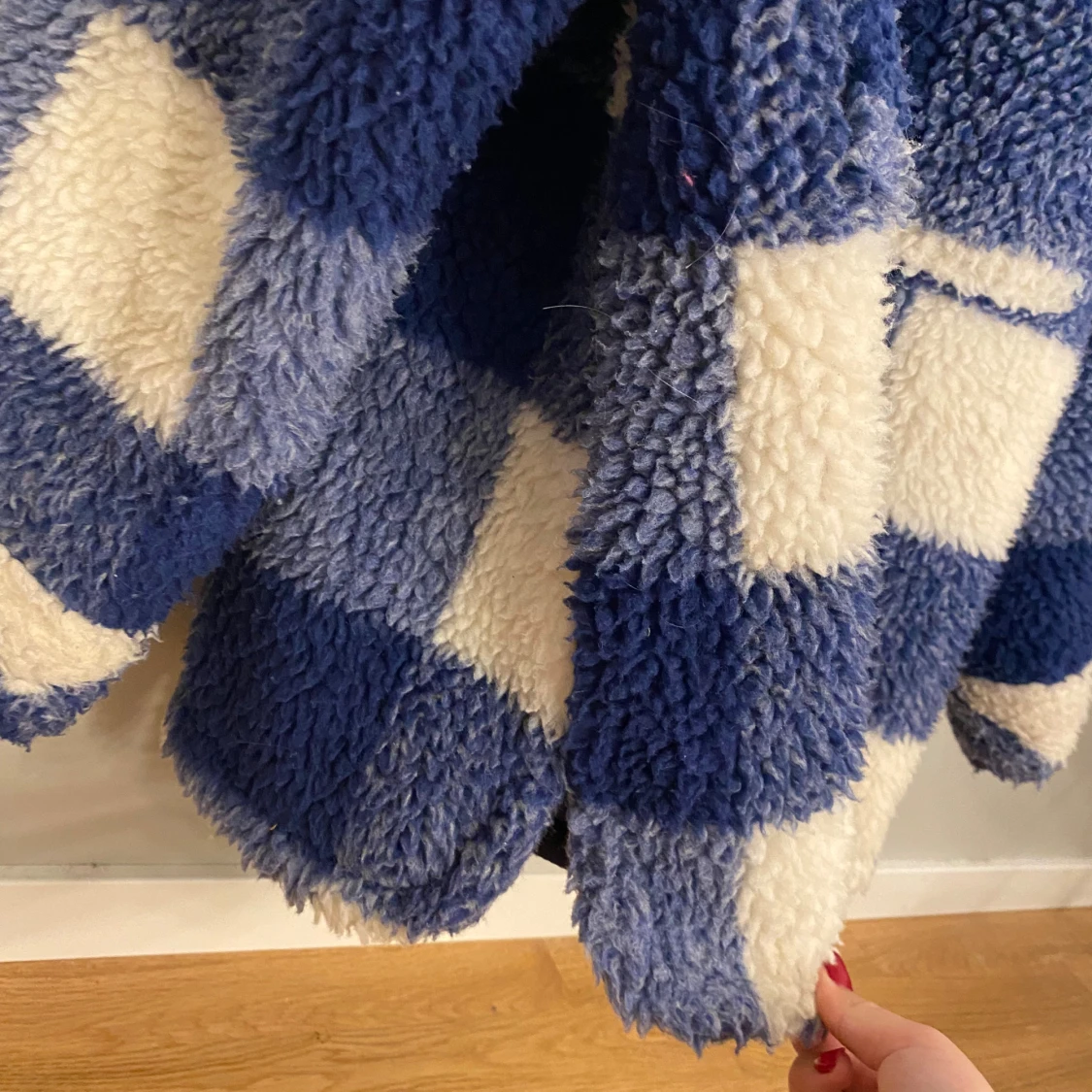 Blåvit teddyjacka i rutig fleece Zara - 2