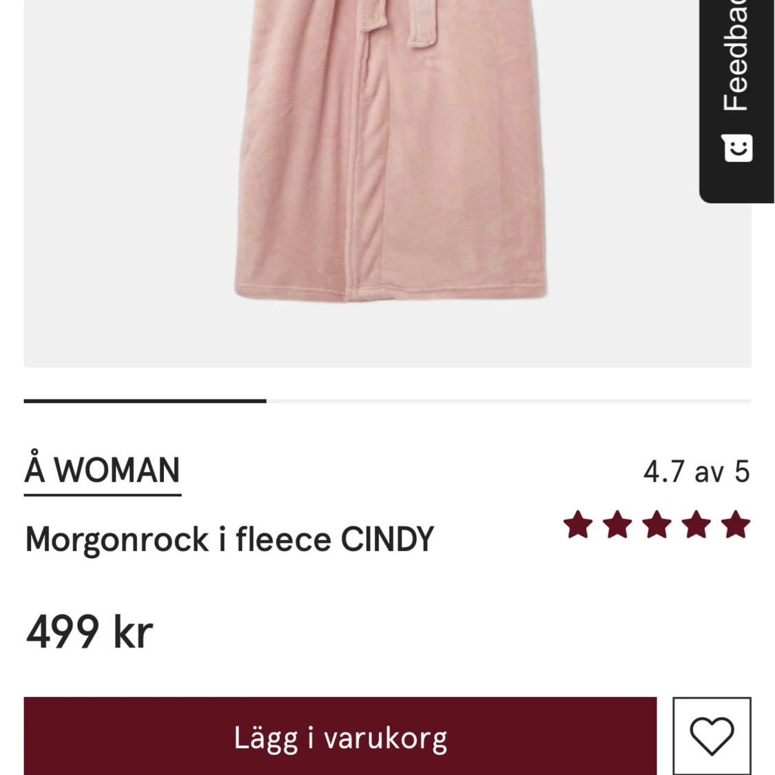 Rosa fleece morgonrock från Åhléns  - 1