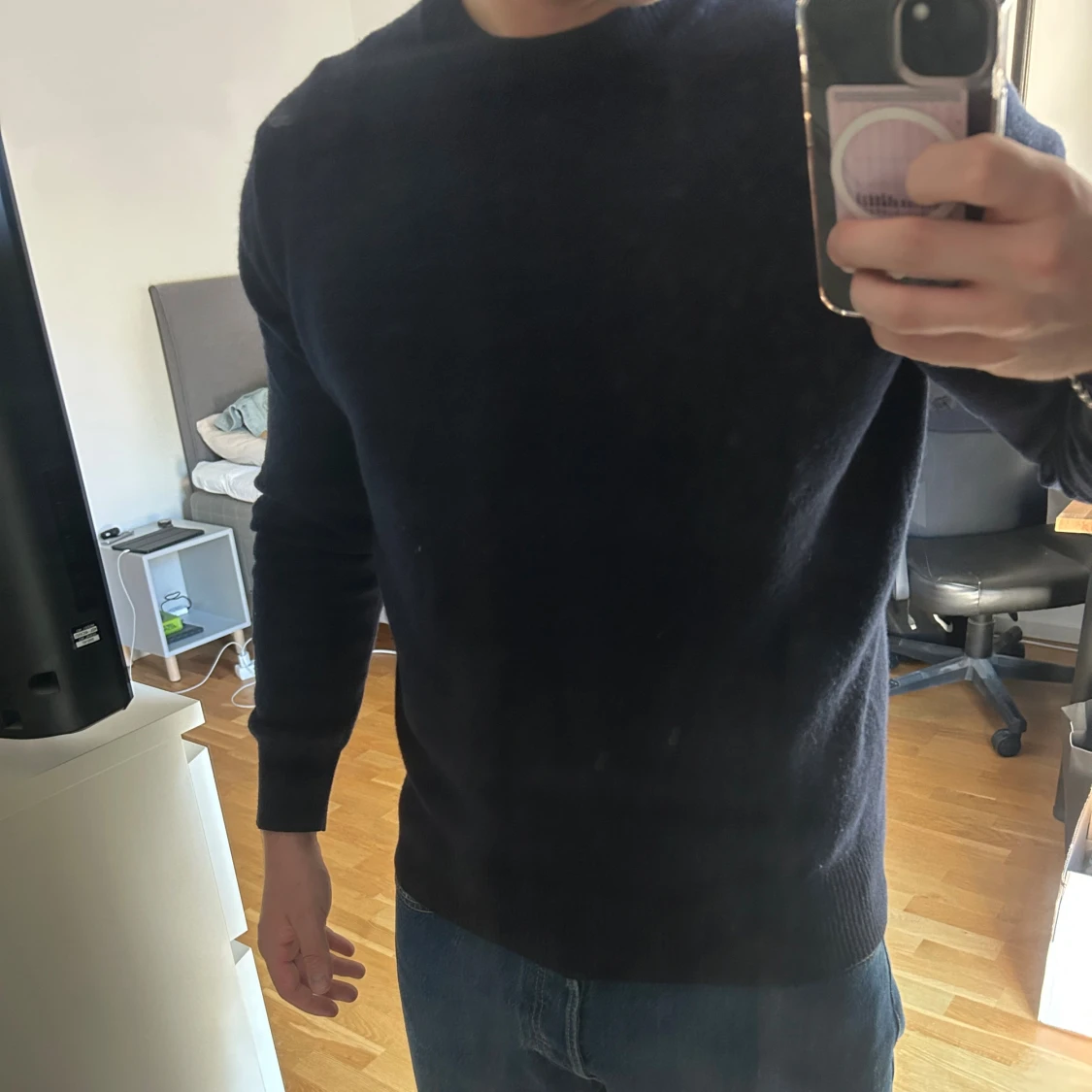 Mörkblå stickad tröja Massimo Dutti - 1