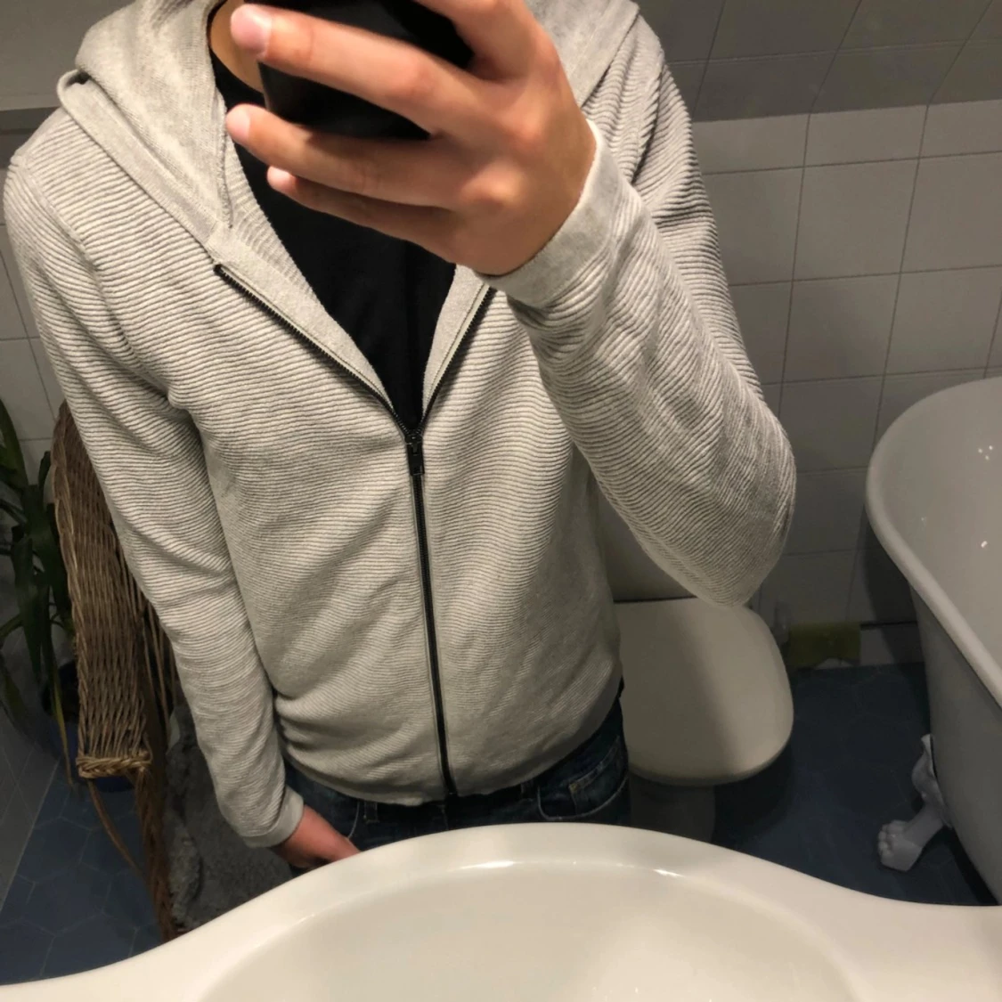Jack and Jones stickad hoodie 