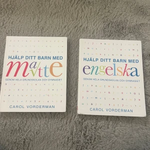 Hjälp ditt barn med matte / Hjälp ditt barn med engelska - Två böcker som hjälper dig att förstå matte och engelska genom hela grundskolan och gymnasiet. Perfekt för dig som vill ha tydliga och färgglada guider till skolämnena, med smarta tips och översikter. Passar både för plugg och repetition! En för 100kr, båda för 150kr