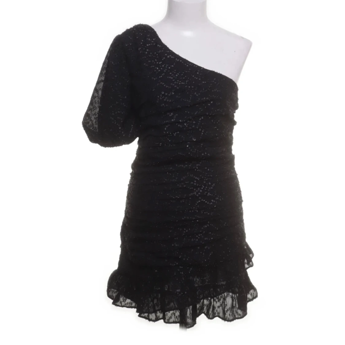 Svart glittrig one shoulder klänning