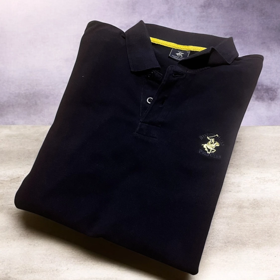 Marinblå långärmad pikétröja Beverly Hills Polo Club