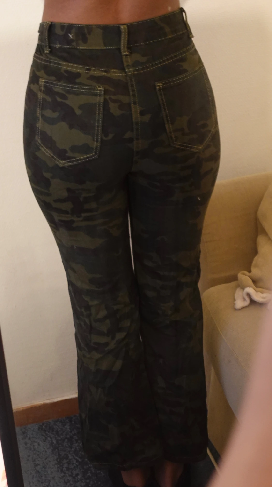 Camo bootcut byxor med hög midja - 5