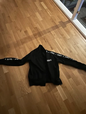 Svart hoodie från Hoodrich storlek xs - Svart tjocktröja från Hoodrich med vit logotyp på bröstet och längs ärmarna. I bra skick