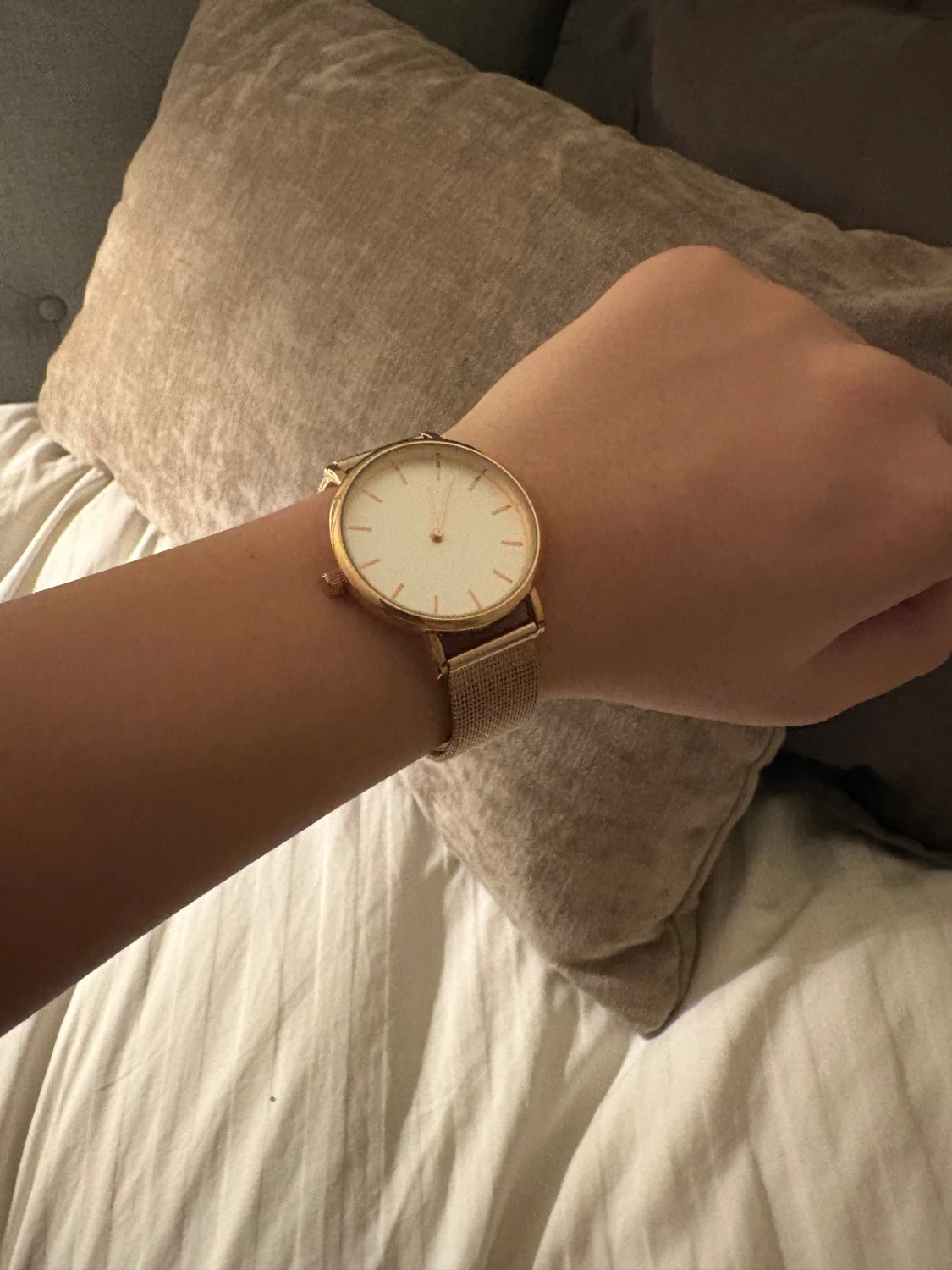 Stilren guldig mesh-klocka