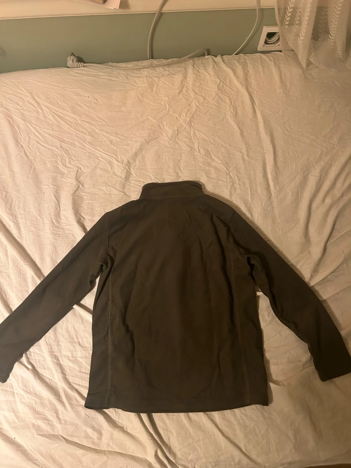 Mörkbrun fleece-tröja med half zip - 1