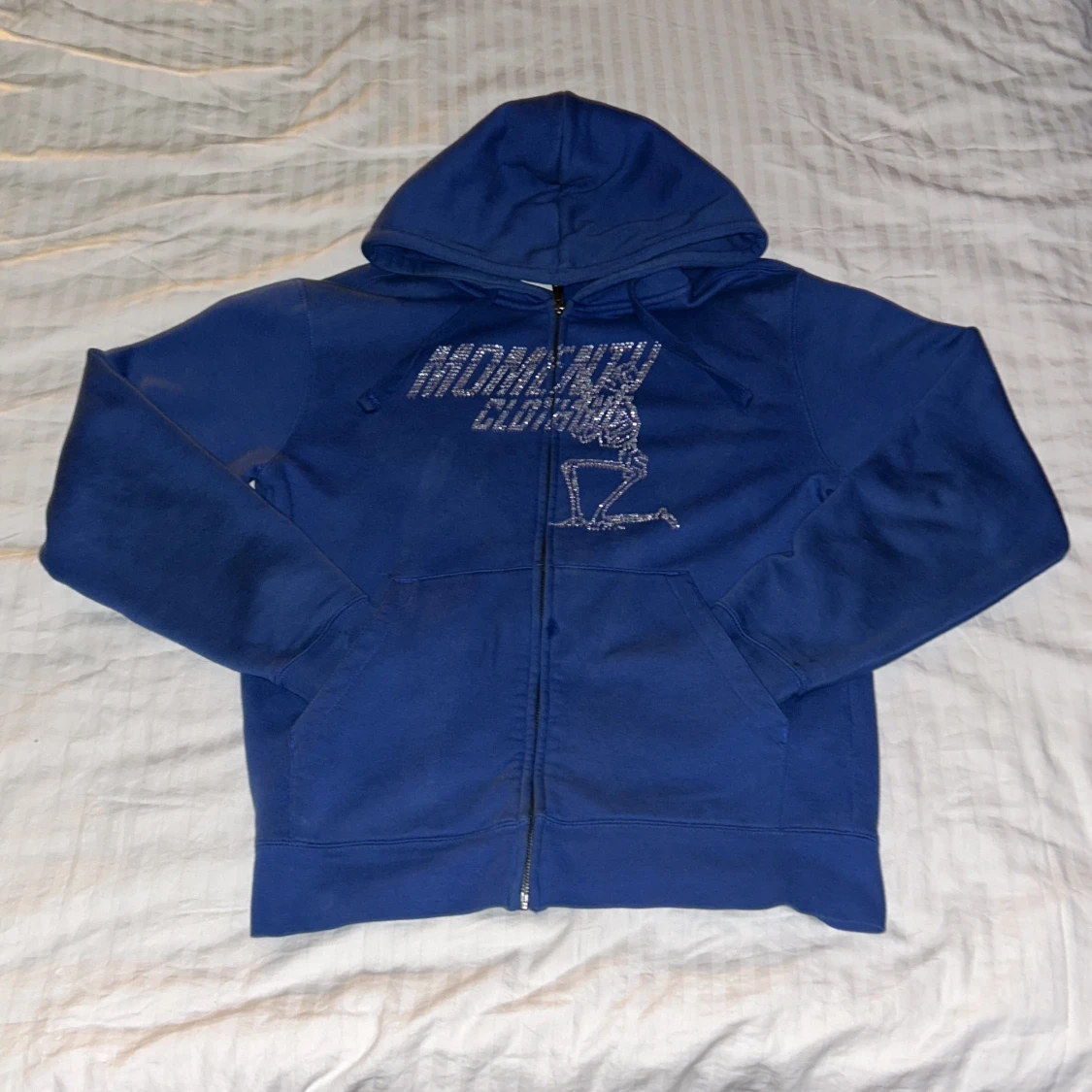 Blå hoodie från Russell med tryck - 1