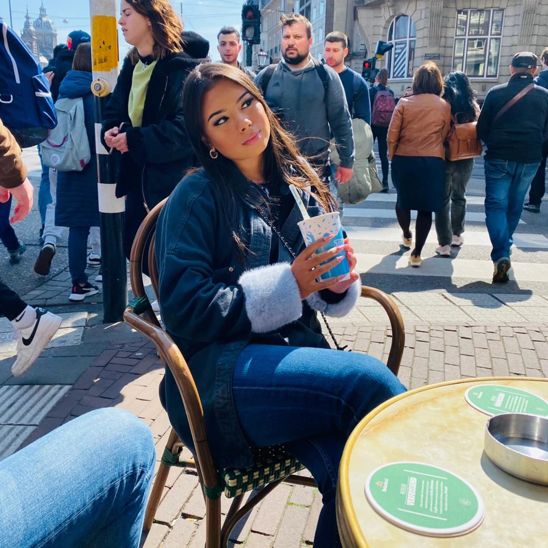 Zara Jeansjacka med päls armar - 3