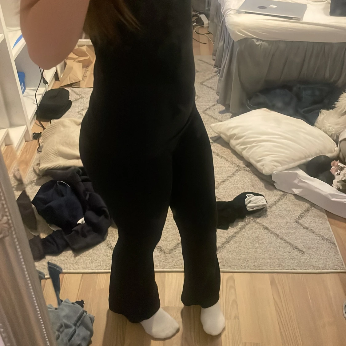 Svarta ribbade yogabyxor