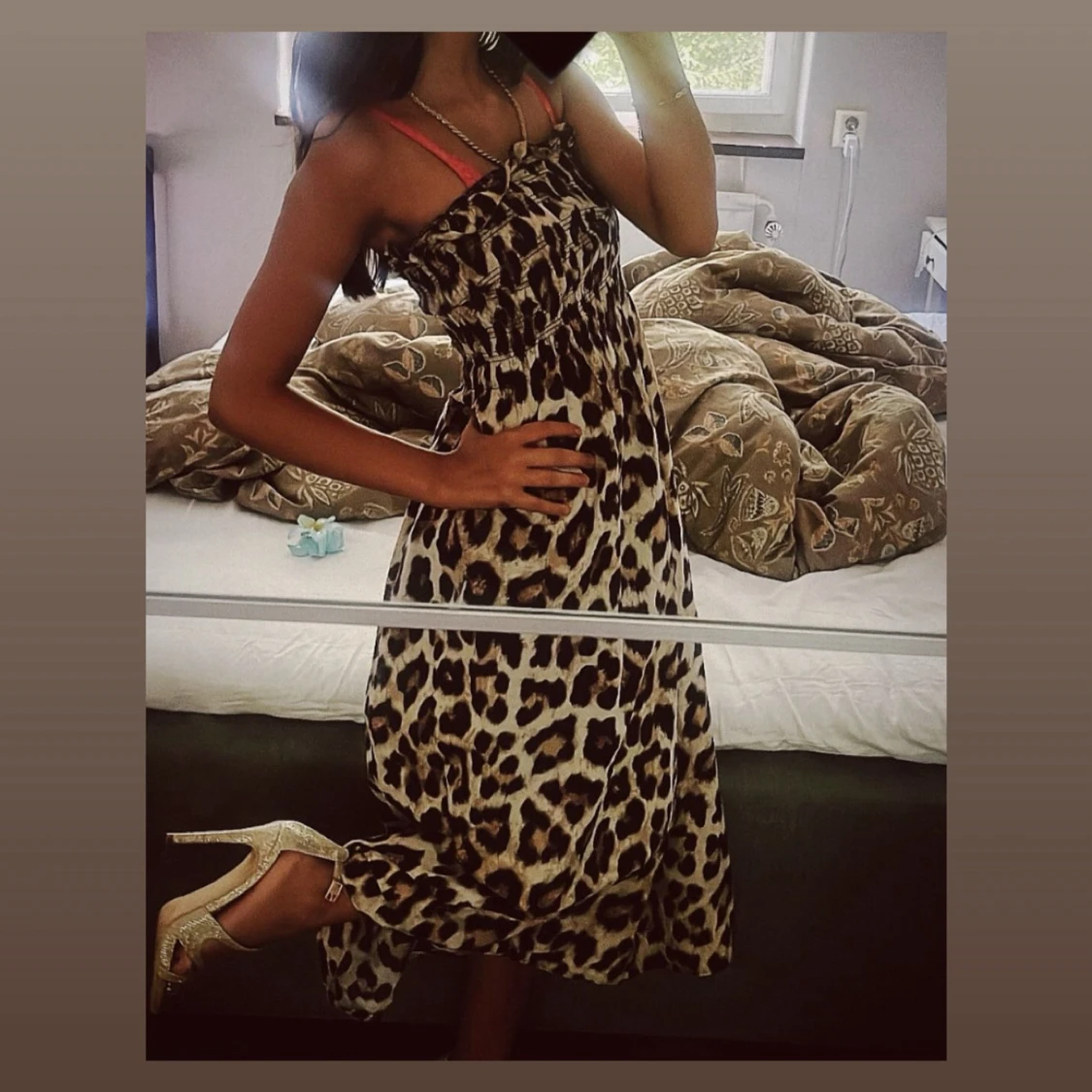 Leopardmönstrad långklänning - 1