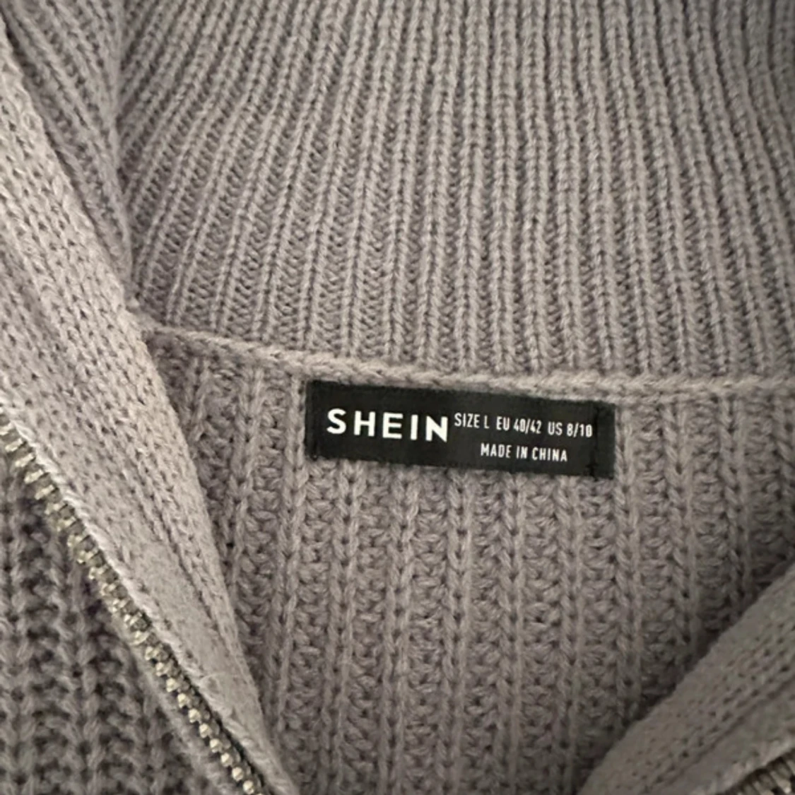 Grå stickad half zip-tröja från SHEIN - 1