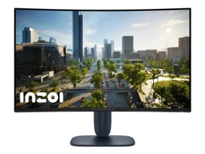 Alienware böjd datorskärm 34 tum - Snygg och modern böjd datorskärm från Alienware på 34 tum. Skärmen har en tunn ram, mattsvart finish och robust fot. Perfekt för gaming eller multitasking med sin breda och välvda design. Materialet är mestadels plast och metall.