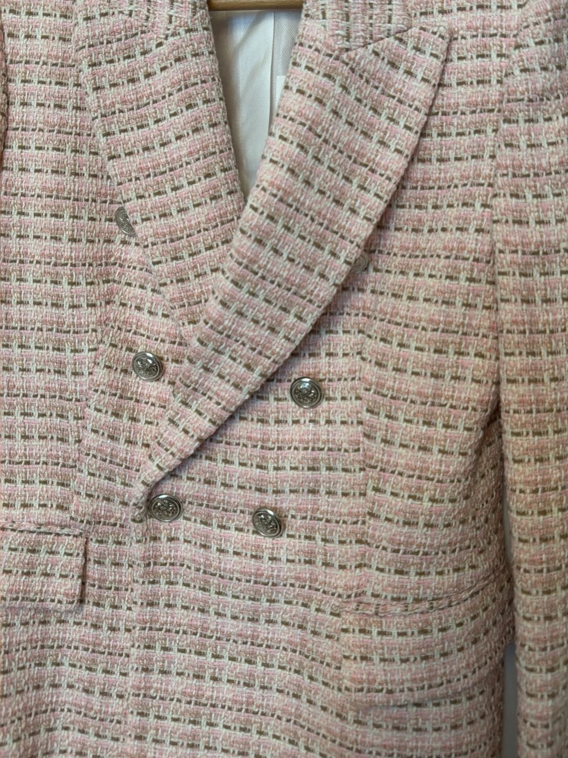 Rutig rosa kavaj från Zara, M - 2