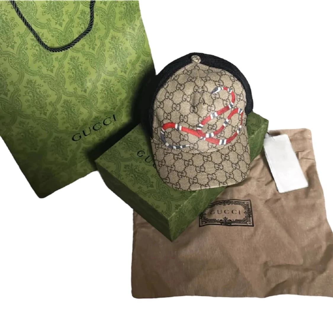 Gucci keps med orm och GG-mönster +📦