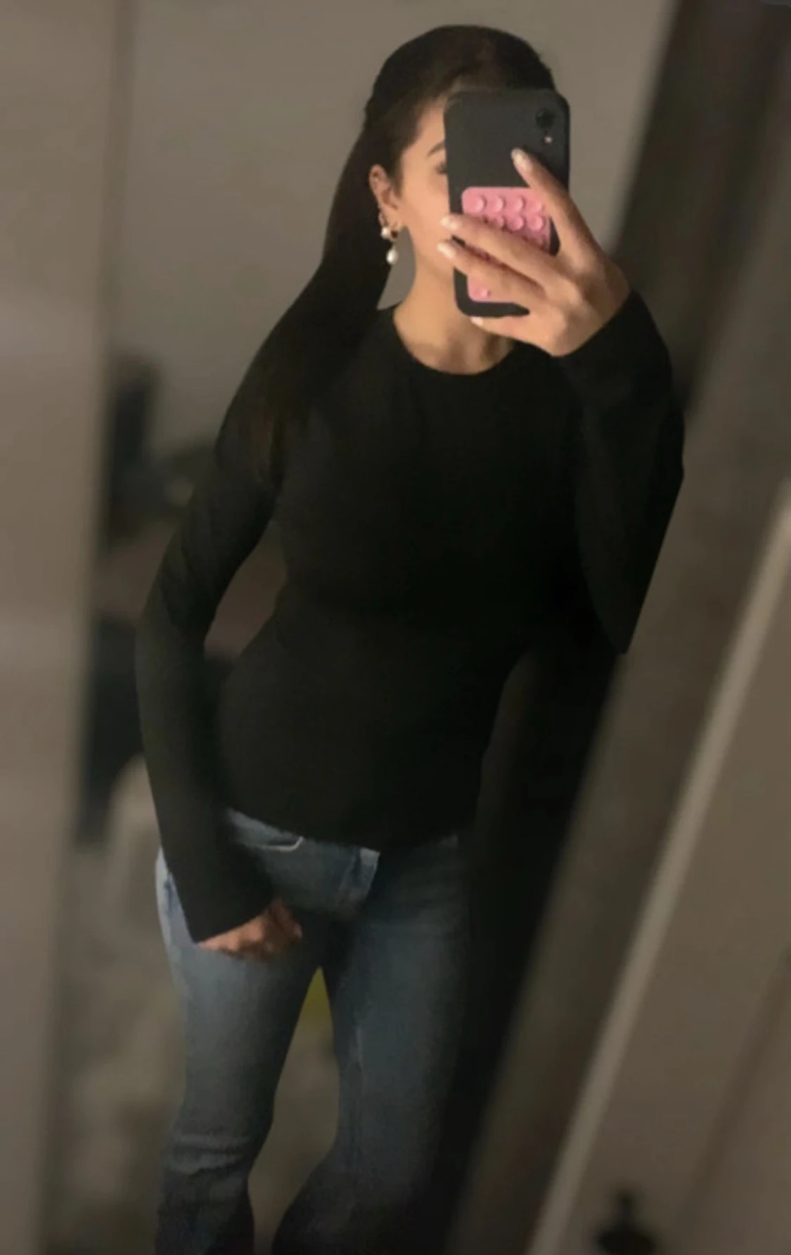 Svart långärmad bomullströja