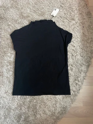 Svart blus  - Svart blus från lager 157 i storlek 150. Enkel och stilren design med korta ärmar och hög krage som ger en clean look. Snygg basic som funkar året runt. ALDRIG ANVÄNT!