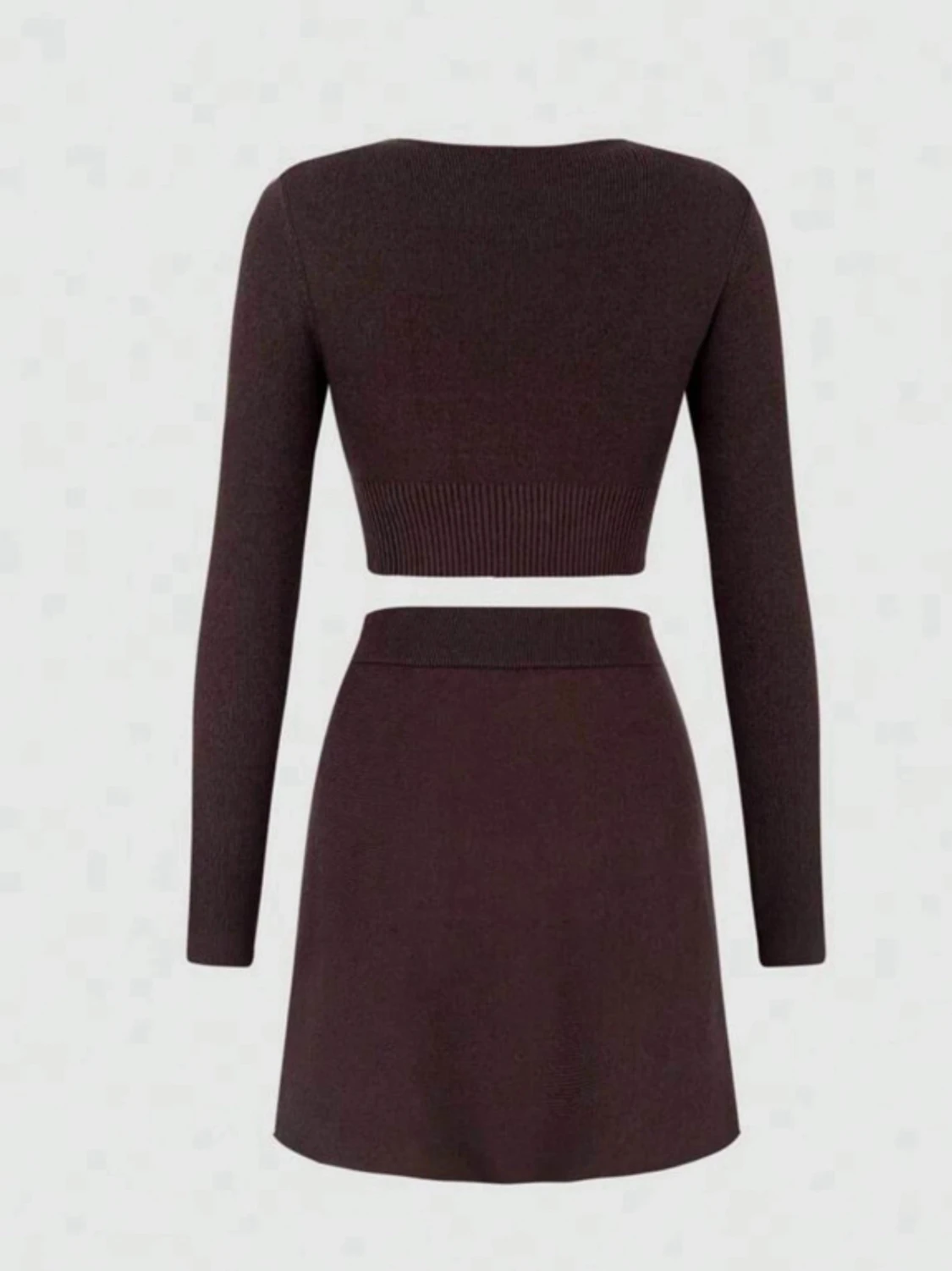 Brun omlottkjol i stickat material - 1