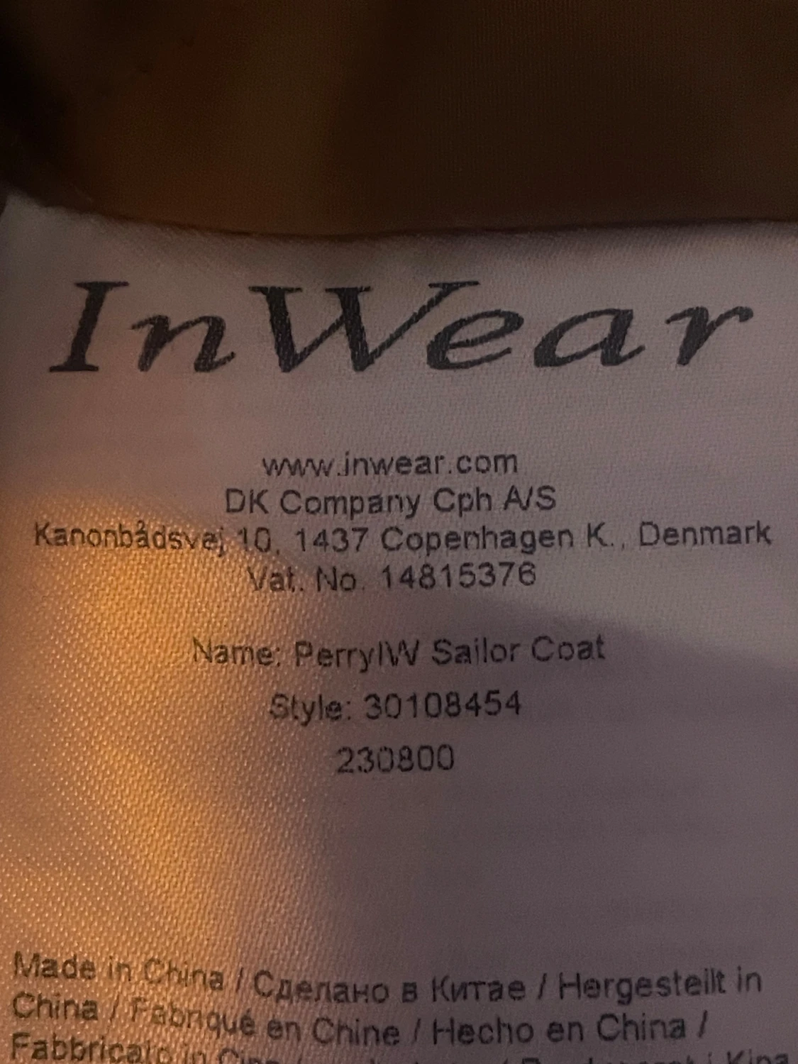 Brun kappa från InWear PerryW sailor coat - 2