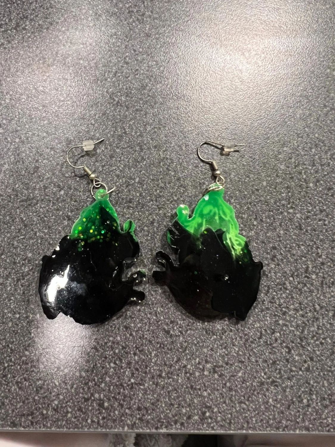 Grön svarta grod örhängen - 1