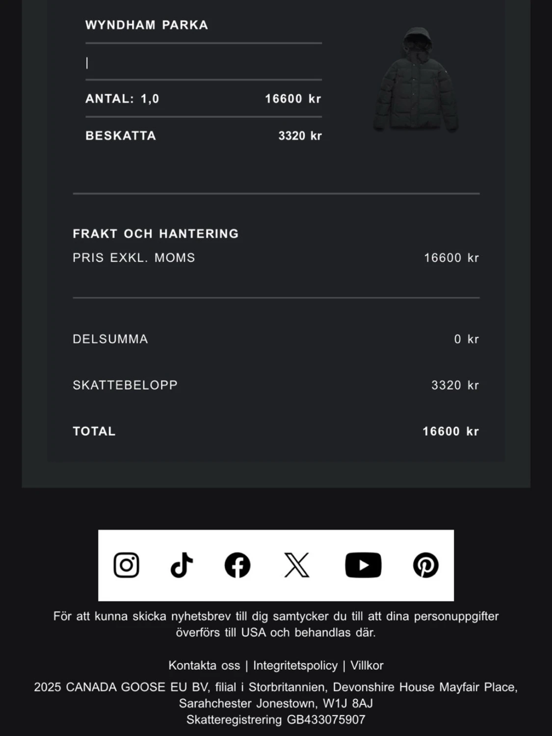 Svart Canada Goose dunjacka M - 6