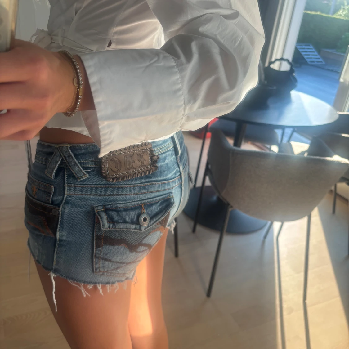 Blå jeansshorts från five - 1